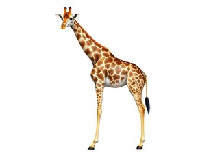 Naklejka premium Giraffe Standing Tall Against White Background