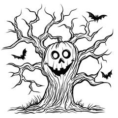 Simple and thick black contour lines only over a white background perfect for kids handdrawn cartoon style designed for coloring no black filled parts perfect for Ha