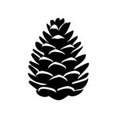 graphic pine cone icon black on white background