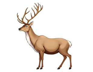 Fototapeta premium illustration of a reindeer with a majestic stance, isolated on a white background