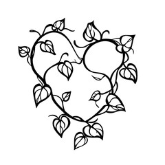 A simple outline drawing of a Ivies tattoo design minimal shadowing cartoon style heart shaped designv 60