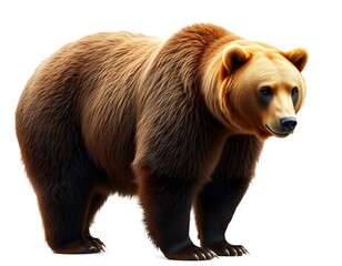 Fototapeta premium Realistic Illustration of a Standing Grizzly Bear on a White Background