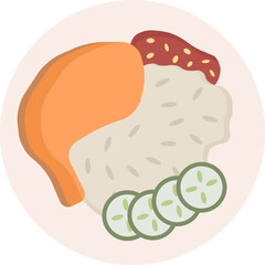 Pecel ayam, fried chicken with rise and sambal vector