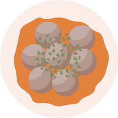 Meatballs on white plate vector