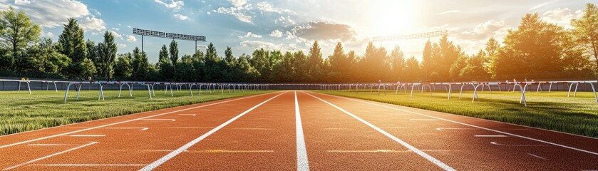 Scenic Sunlit Running Track in a Serene Park During Late Afternoon Hours