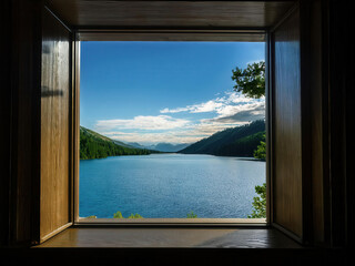 the lake view from a window