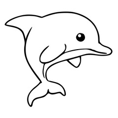 Obraz premium Cartoon of Dolphin, Black & White