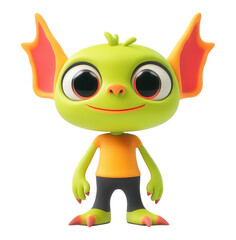 Fototapeta premium Vibrant Cartoon Goblin Illustration with Large Eyes on Transparent Background for Fantasy Design Elements