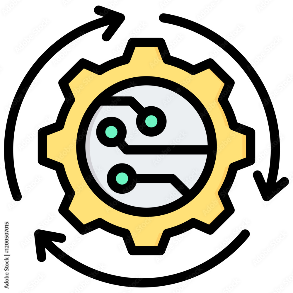Poster automation outline color icon