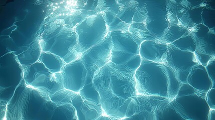 Underwater Sunlight Shimmering Teal Water Texture Background