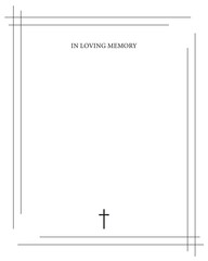 Funeral empty card. Empty card. Digital Funeral invitation with black church cross