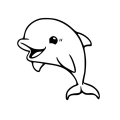 Naklejka premium Cartoon of Dolphin, Black & White