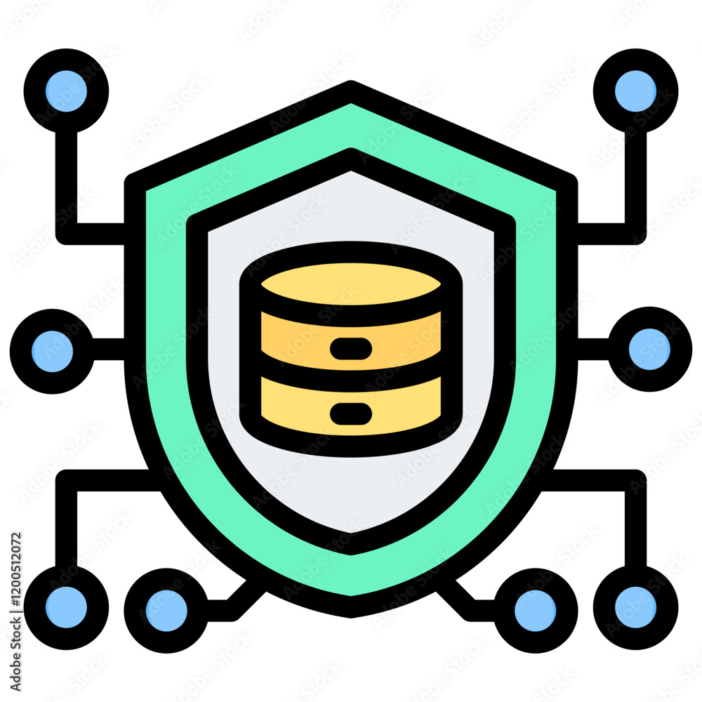Poster cyber security outline color icon