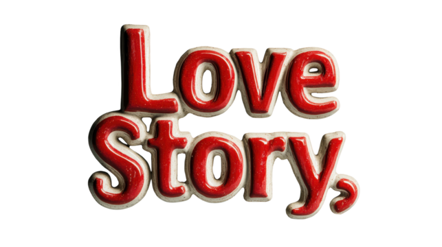 Creative Red Love Story Text Design for Valentine's Day Decor