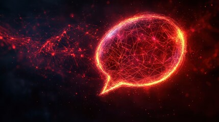 Obraz premium Fiery Digital Communication: Abstract Speech Bubble