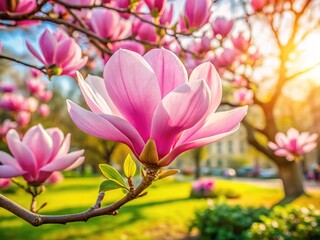 Spring Pink Magnolia Park - Beautiful Blossoms