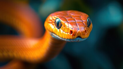 Obraz premium Close-Up Portrait of a Red-Orange Snake