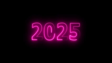 2025 Happy new year glowing neon text animation. Abstract cosmic vibrant color backdrop. Glowing neon Congratulation Happy New Year 2026. Futuristic style loop new year animation 4k video.	 - Powered by Adobe