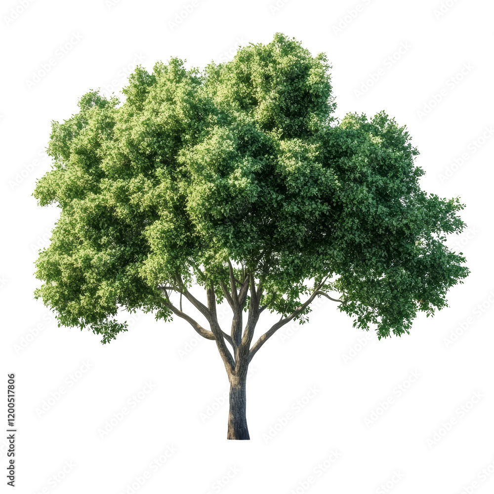 Poster lush green tree isolated on a transparent background for use in design and illustration projects, gr