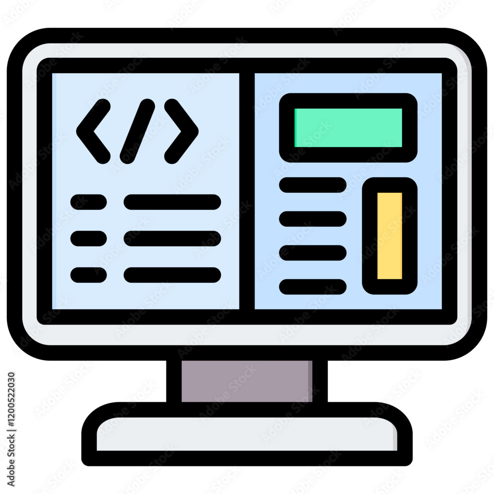 Aufkleber Programming Outline Color Icon