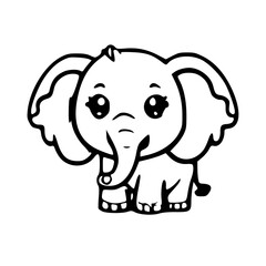 Obraz premium Cartoon of Elephant, Black & White