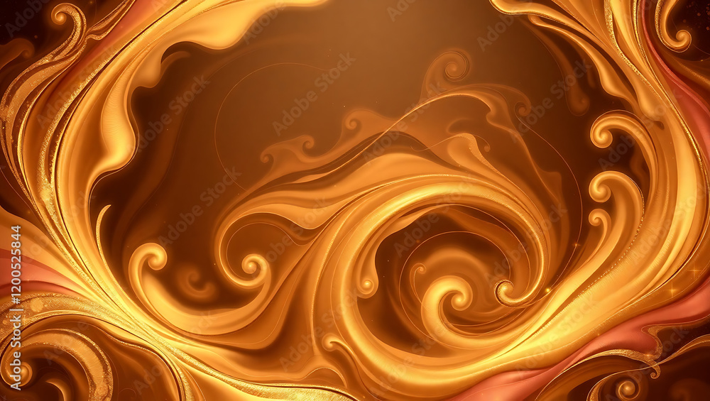 Poster abstract golden swirls of fluid gold creating a mesmerizing luxurious background