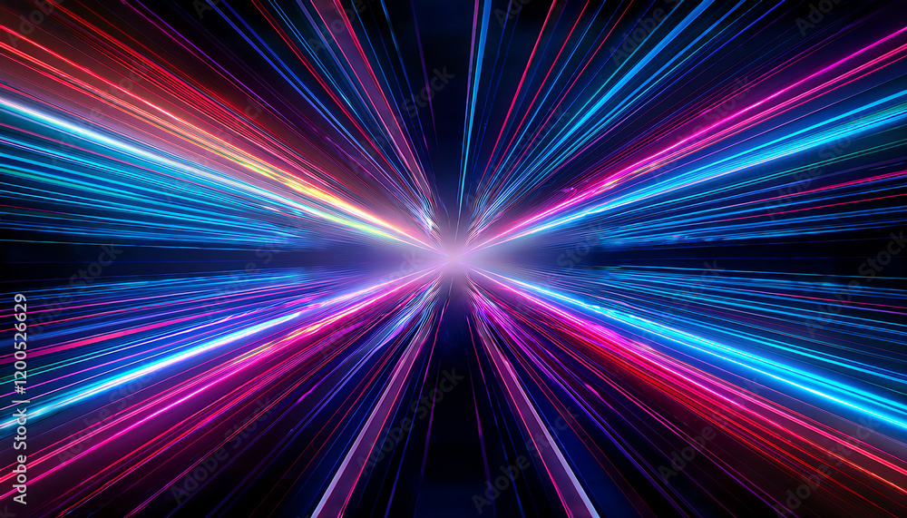 Poster a vibrant explosion of colorful lights radiating outward, creating a dynamic and energetic visual ef