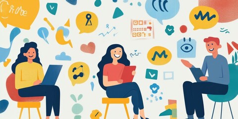 A cheerful training session where employees learn logical reasoning with symbols on printed slides