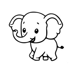 Obraz premium Cartoon of Elephant, Black & White