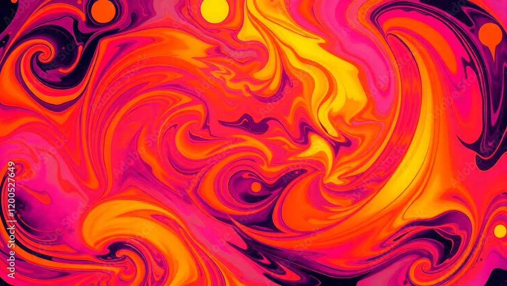 Aufkleber abstract swirling liquid paint with vibrant warm colors creating a dynamic flow effect