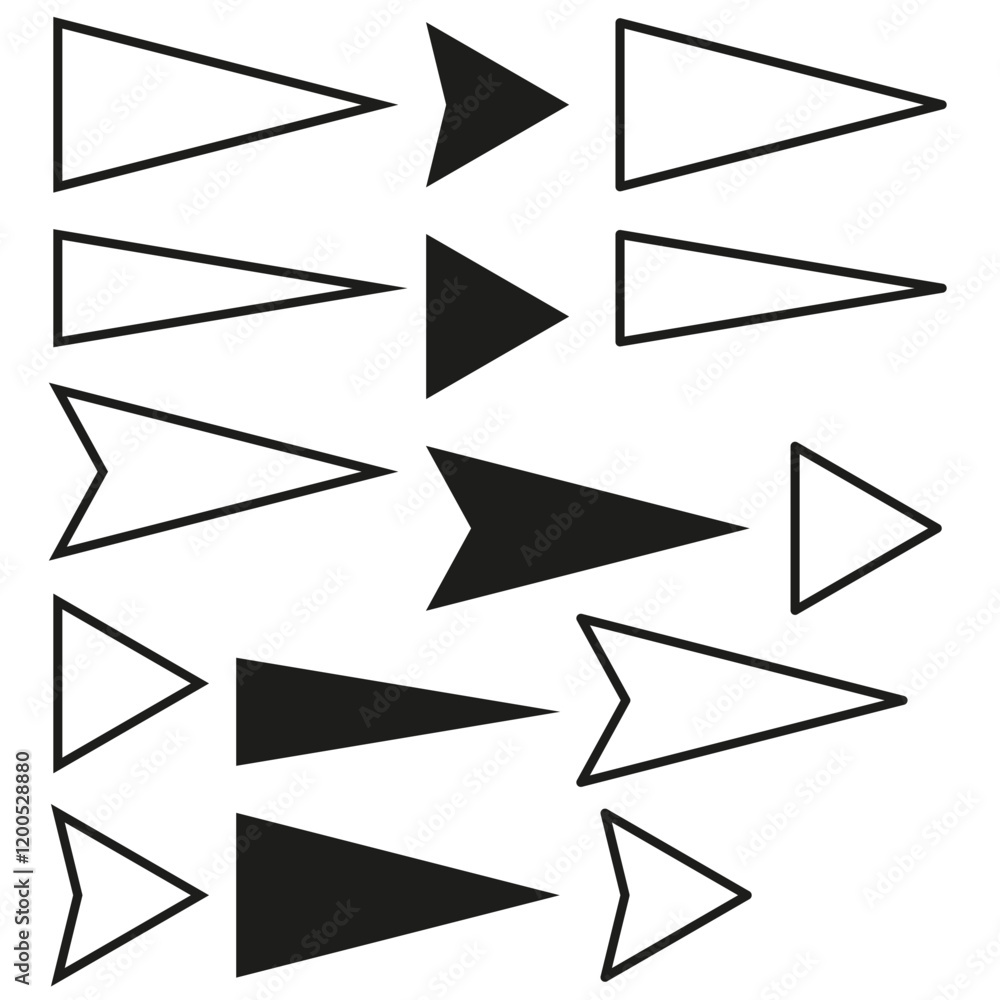 Poster geometric arrow shapes. repeating black pattern. minimal vector arrows. modern abstract illustration