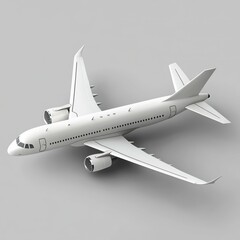 white airplane in flight against a plain background, symbolizing aviation, travel, modern transportation, freedom, and global connectivity.