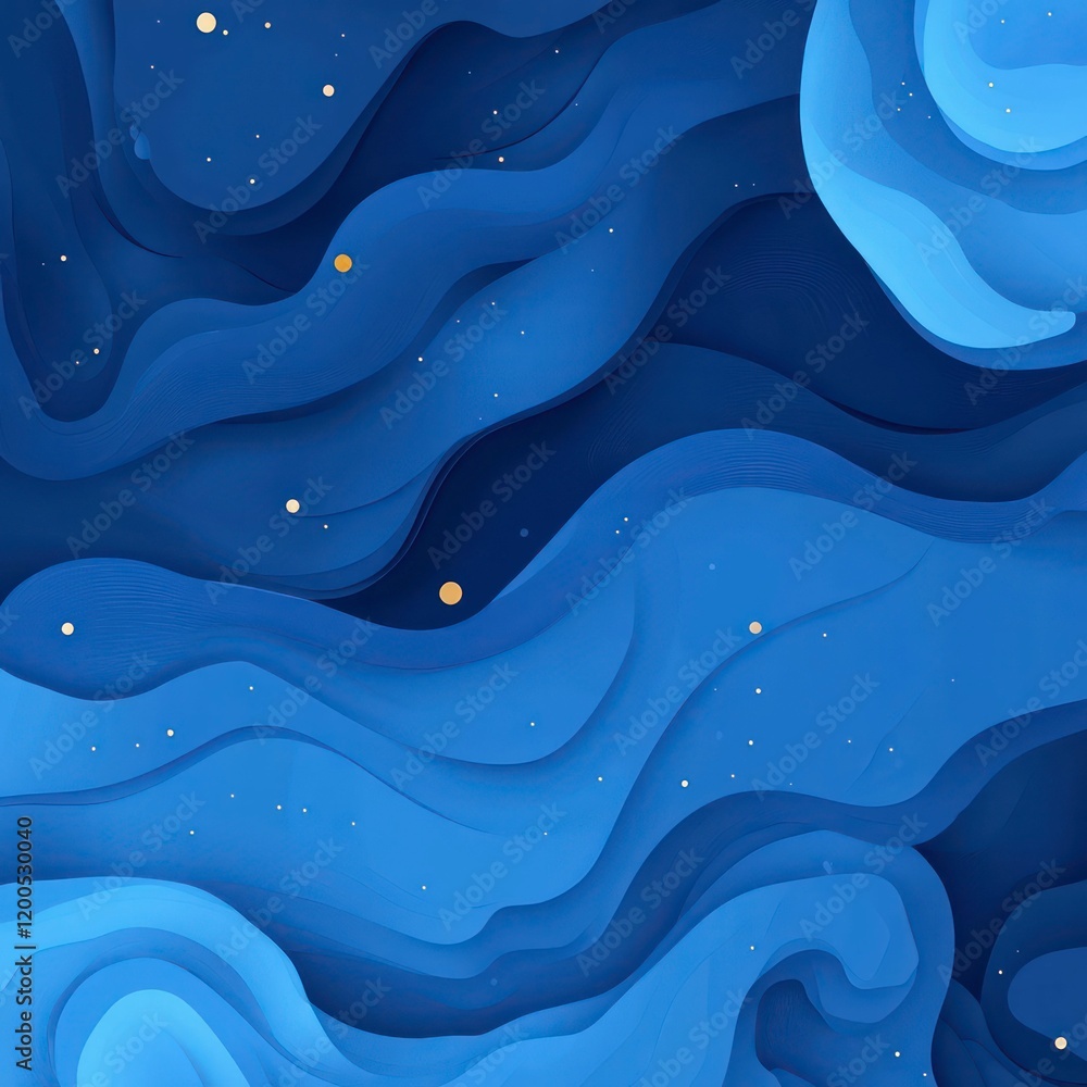 Poster sparkling blue abstract background with glowing light rays and glittering particles, evoking magic, 