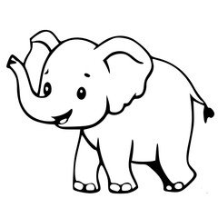 Obraz premium Cartoon of Elephant, Black & White