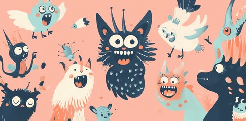 Playful Creatures Frolic In A Whimsical Pastel World