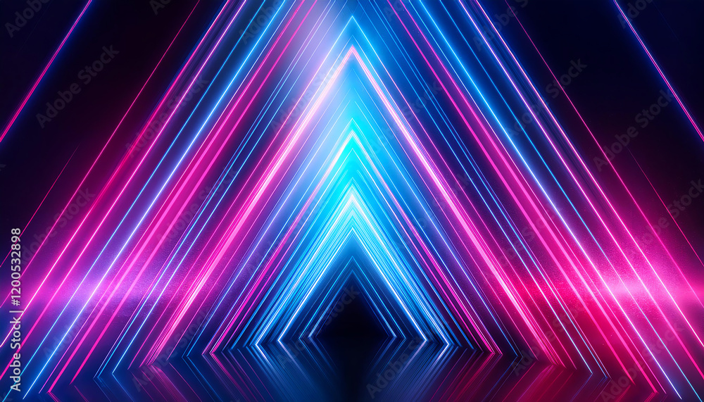 Aufkleber a vibrant display of neon light beams forming triangular patterns, creating a dynamic and futuristic