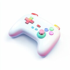 modern gaming controller with colorful buttons and a sleek design, vibrant gradient highlights, symbolizing fun, technology, and interactive entertainment.