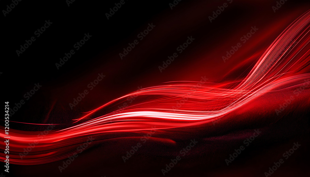 Aufkleber a dynamic red wave pattern against a dark background, evoking a sense of movement and energy.