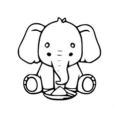 Fototapeta premium Cartoon of Elephant, Black & White