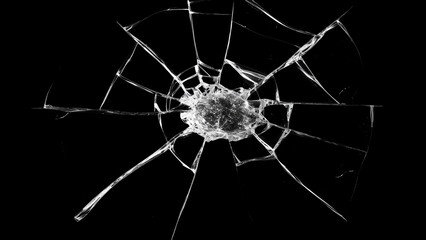 Shattered Elegance: A Broken Glass Surface on Black