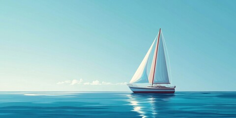 Fototapeta premium Sailboat gliding peacefully across a calm ocean