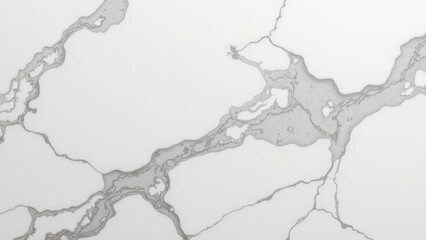 Obraz premium Close-up of a textured white wall featuring a detailed, cracked gray river map. The rippled surface hints at depth with subtle voids adding intrigue