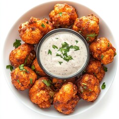 Spicy cauliflower bites served
