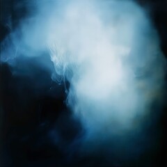 Obraz premium abstract blue and white smoke with subtle pink highlights, creating a mysterious and artistic vaporous composition.