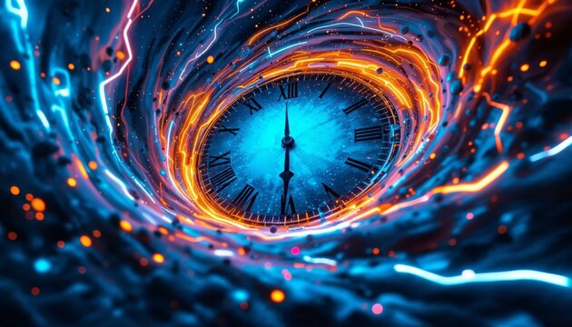 Time vortex, time travel, time portal concept. Abstract time warp, time machine.