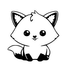 Obraz premium Cartoon of Fox, Black & White
