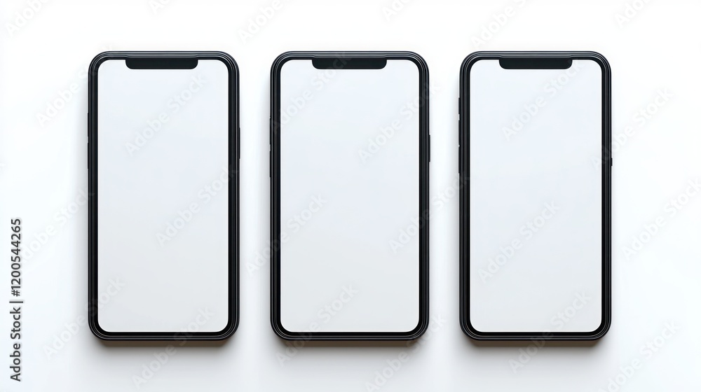Poster realistic smartphone mockup collection with transparent screens and blank display for digital busine