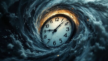 Time, clock in vortex. Concept of time management, deadline, and time travel.
