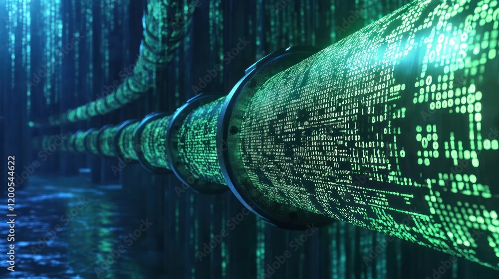 Poster digital data stream: a futuristic visualization of information flow