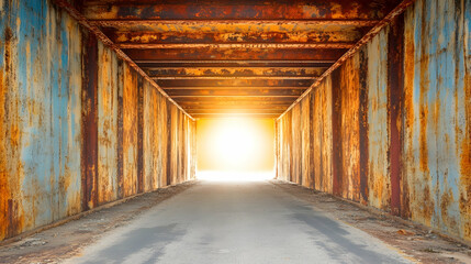 Rusty Tunnel with Light at the End, end of the tunnel, hope, future, bright light, sunlight
